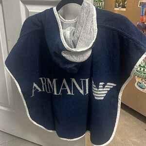 Giorgio Armani Kids Navy Blue Hooded Towel Poncho